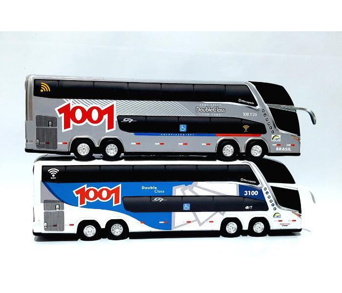 Imagem de Kit 2 Brinquedo Miniatura Ônibus Viação 1001 Coleções 30Cm