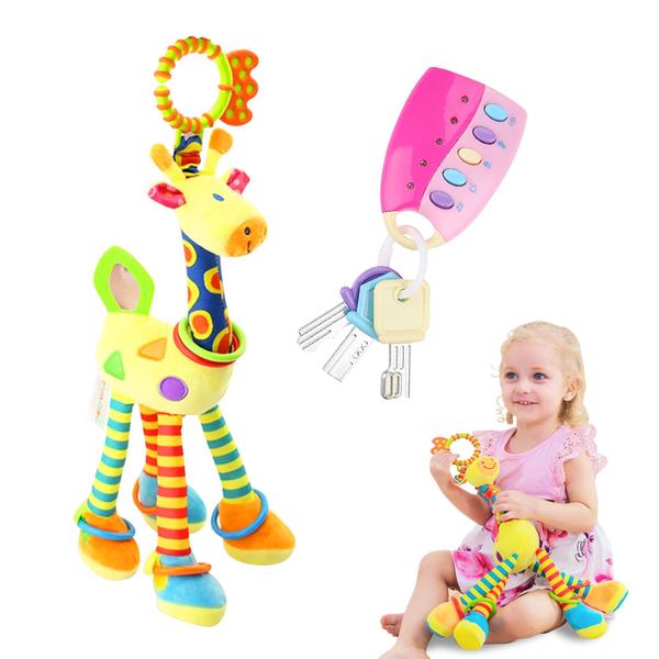 Imagem de Kit 2 Brinquedo Pelúcia Mobile Girafa E Chave Musical Bebê