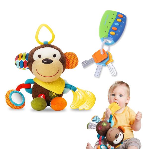 Imagem de Kit 2 Brinquedo Pelúcia Mobile Macaco E Chave Musical Bebê