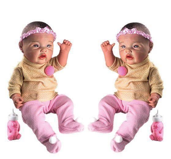 Imagem de Kit 2 Brinquedos Boneca Premium Reborn Bebe Menina Milk