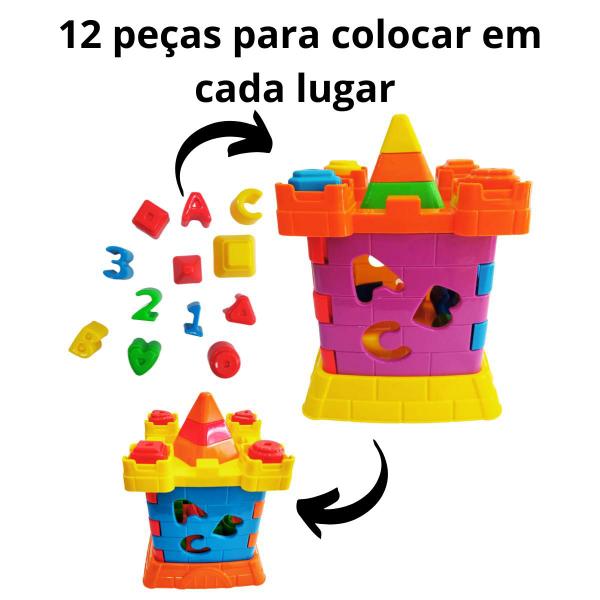 Imagem de Kit 2 brinquedos educativos com peças de encaixar - castelo interativo e hipopótamo 