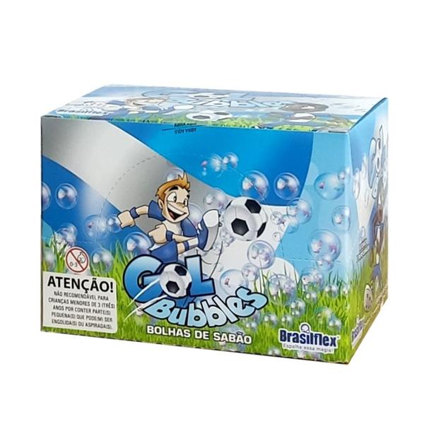 Imagem de Kit 2 Brinquedos Infantil Tubo Bolha Sabão Futebol Azul