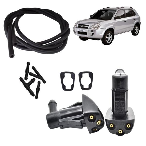 Imagem de Kit 2 Brucutu Esguicho Parabrisa Hyundai Tucson + Mangueira