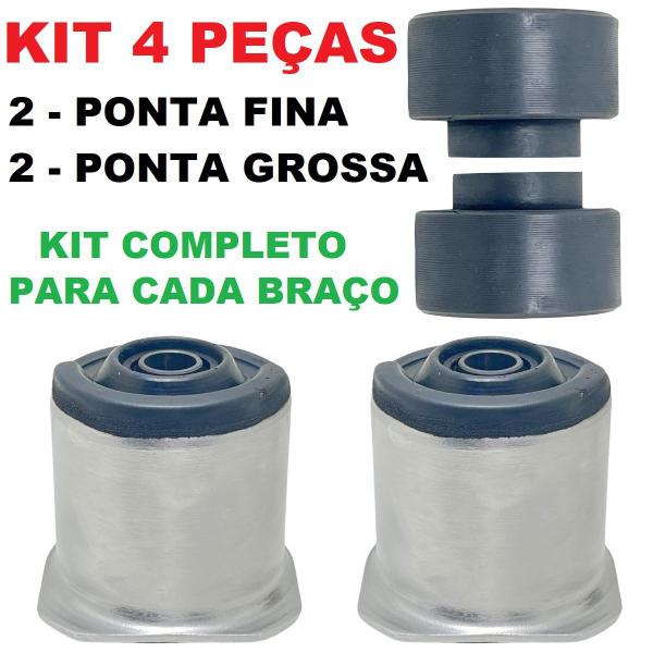 Imagem de Kit 2 bucha + 2 borracha braço tensor barra tensora tirante lateral suspensão diant ou tras troller t4 2002 a 2012