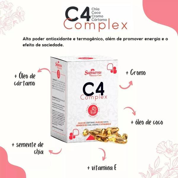 Imagem de Kit 2 C4 Complex Com Óleo de cártamo, coco, chia e vitamina E 60 Cápsulas Supraervas