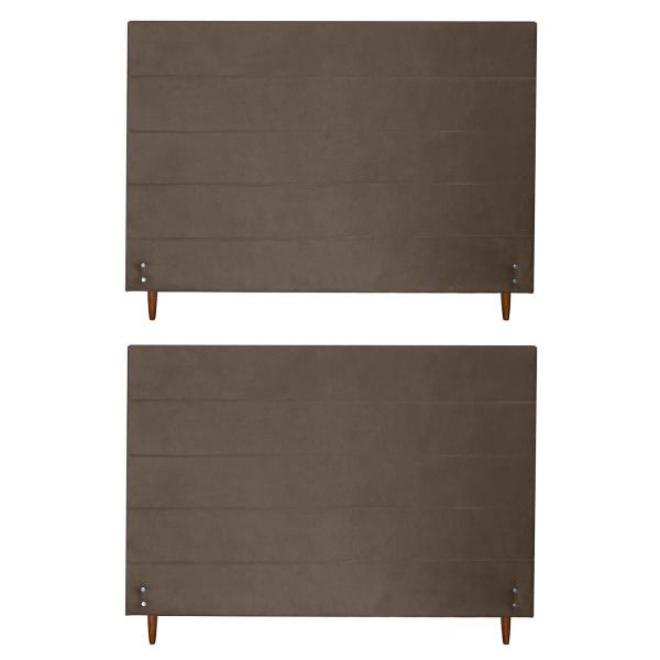 Imagem de Kit 2 Cabeceiras Helena 138Cm Para Cama Box Casal Suede Cappuccino