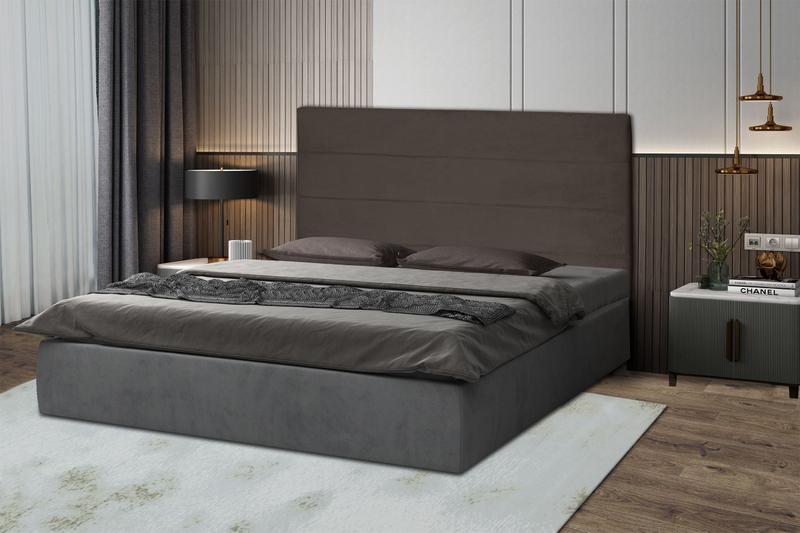 Imagem de Kit 2 Cabeceiras Helena 193Cm Para Cama Box King Suede Marrom Escuro