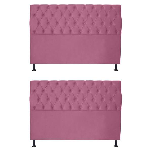 Imagem de Kit 2 Cabeceiras Jade 100Cm Para Cama Box Solteiro Suede Rosa