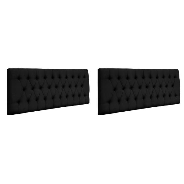 Imagem de Kit 2 Cabeceiras Painel Imperatriz 120Cm Para Cama Box Suede Preto