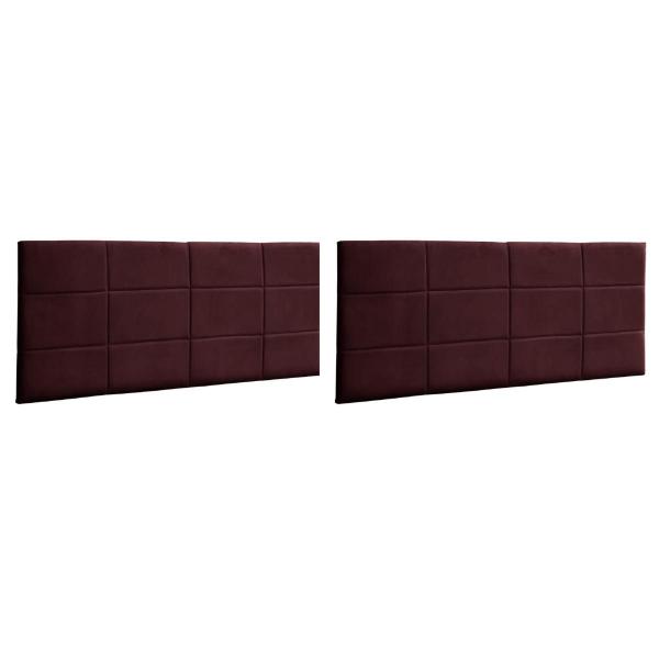 Imagem de Kit 2 Cabeceiras Painel Vitória 138Cm Para Cama Box Suede Bordô