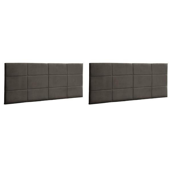 Imagem de Kit 2 Cabeceiras Painel Vitória 138Cm Para Cama Box Suede Marrom Claro