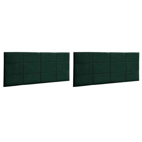 Imagem de Kit 2 Cabeceiras Painel Vitória 138Cm Para Cama Box Suede Verde Militar