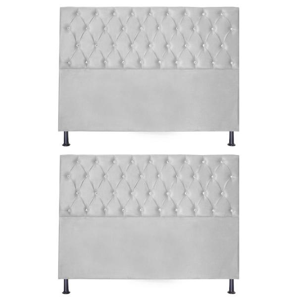 Imagem de Kit 2 Cabeceiras Pérola 100Cm Para Cama Box Solteiro Suede Branco