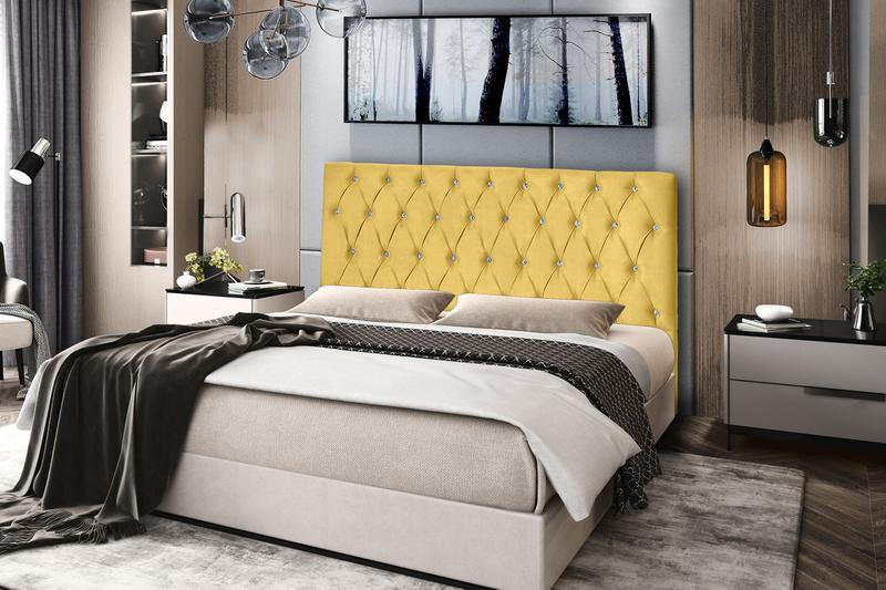 Imagem de Kit 2 Cabeceiras Pérola 160Cm Para Cama Box Queen Suede Amarelo