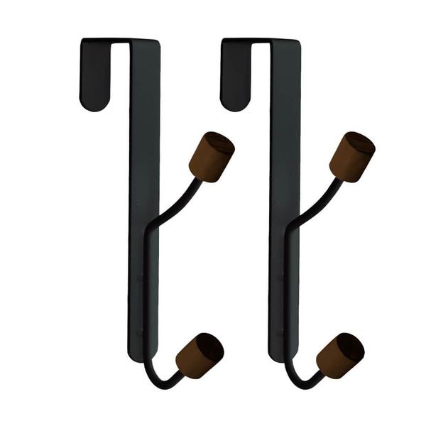 Kit 2 Cabides Gancho Suspenso Preto Fosco Porta Armário - Oikos Imagem de Kit 2 Cabides Gancho Suspenso Preto Fosco Porta Armário