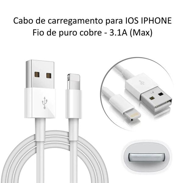 Imagem de Kit 2 Cabo Carregamento Rápido para Celular Puro Cobre IOS Lightning