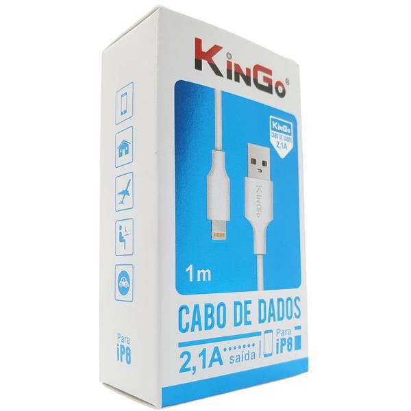 Imagem de Kit 2 Cabos Carregador Usb Kingo P/ Iphone 5S 1MT Resistente