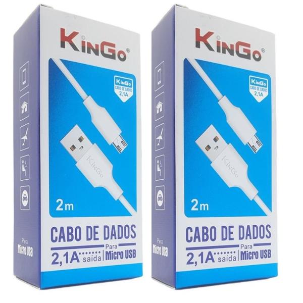 Imagem de Kit 2 Cabos Usb Carregador Kingo P/ Android Iphone 2 mt TOP