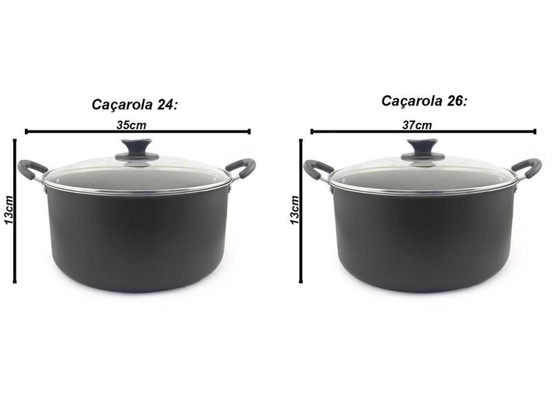 Imagem de Kit 2 Caçarolas Grande Dona Chefa Anti Aderente 24Cm E 26Cm