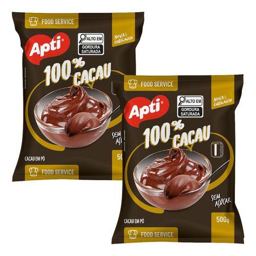 Imagem de Kit 2 Cacau Em Pò Puro 100% Zero Açúcar S/glúten Premium Apti 500g