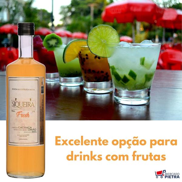 Imagem de Kit 2 Cachaças Siqueira Fresh Mel e Limão 700 ml Pinga Clássica Barril Drink Pai Caipirinha Especial Caninha Churrasco