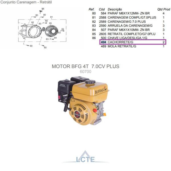 Kit 2 Cachorrete De Partida P/ Motor BFG 5.5hp Buffalo 494 Imagem de Kit 2 Cachorrete De Partida P/ Motor BFG 5.5hp Buffalo 494