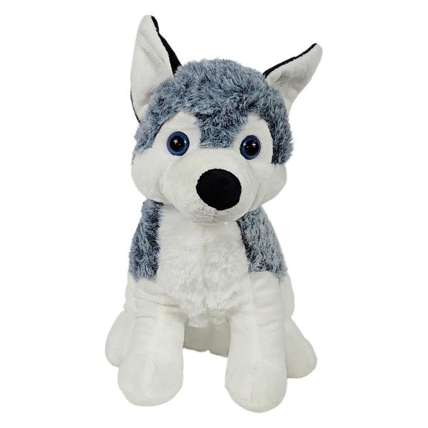 Imagem de Kit 2 Cachorro De Pelúcia Husky Siberiano 25Cm - Azul Marrom