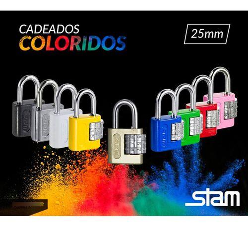 Imagem de Kit 2 Cadeado Colorido 25mm Segredo Pequeno Armário Viagem