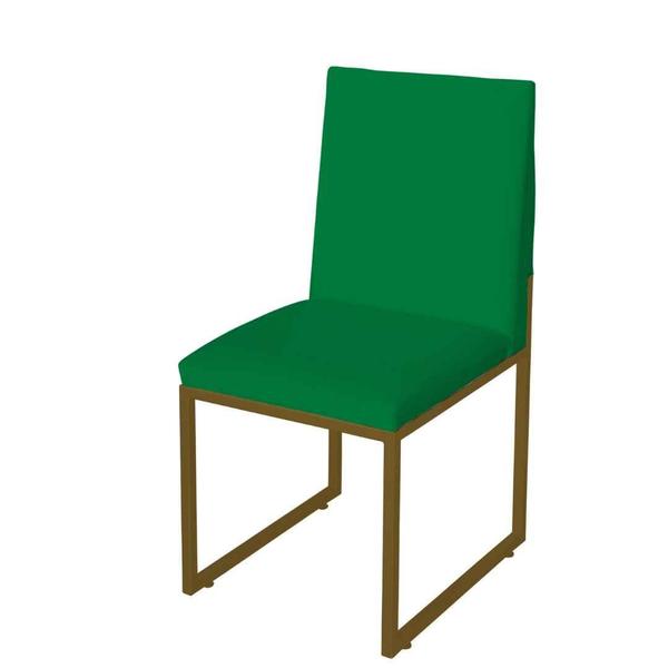 Imagem de Kit 2 Cadeira de Jantar Escritorio Industrial Garden Ferro Dourado Suede Verde - Móveis Mafer