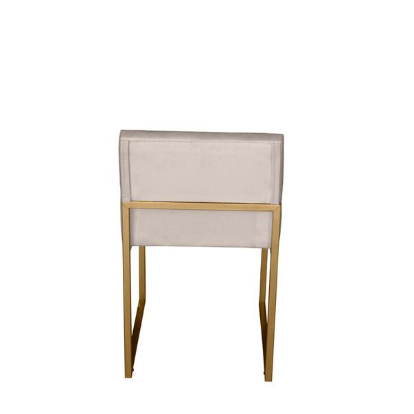 Imagem de Kit 2 Cadeira de Jantar Escritorio Industrial Vittar Ferro Dourado Suede Bege - Móveis Mafer