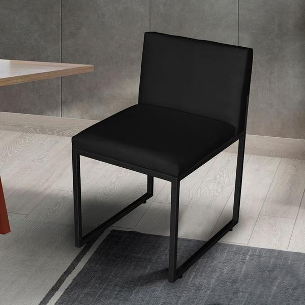 Kit 2 Cadeira de Jantar Escritorio Industrial Vittar Ferro Preto Suede Preto - Móveis Mafer Imagem de Kit 2 Cadeira de Jantar Escritorio Industrial Vittar Ferro Preto Suede Preto - Móveis Mafer