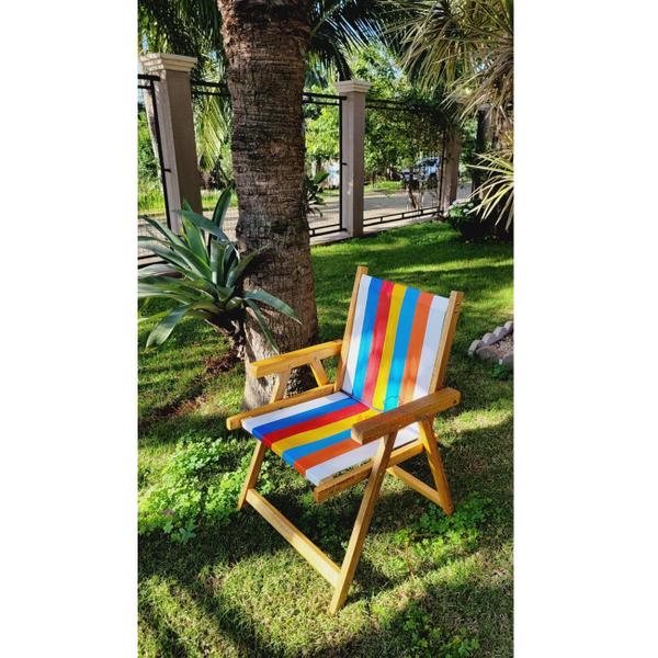 Imagem de Kit 2 Cadeira De Madeira Dobrável Para Lazer Jardim Praia Piscina Camping Arco-íris - AMZ