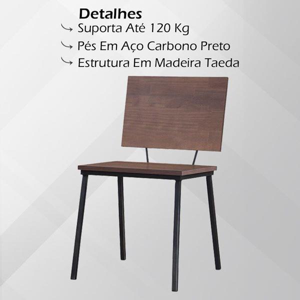 Kit 2 Cadeira Decorativa Base Aço Preto I03 Madeira Taeda Castanho Dmobiliario - Daf Mobiliario Imagem de Kit 2 Cadeira Decorativa Base Aço Preto I03 Madeira Taeda Castanho Dmobiliario