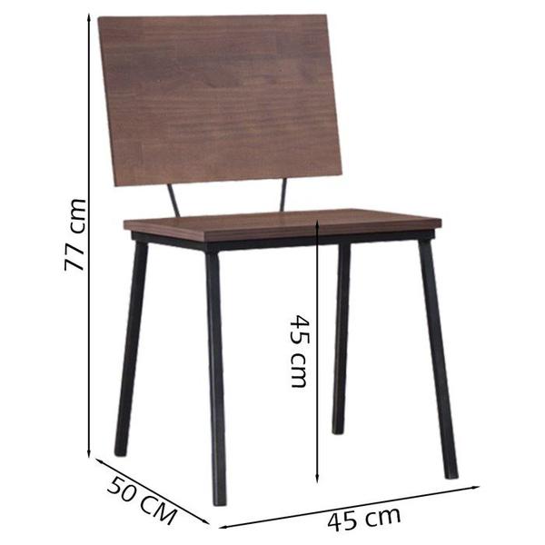 Kit 2 Cadeira Decorativa Base Aço Preto I03 Madeira Taeda Castanho Dmobiliario - Daf Mobiliario Imagem de Kit 2 Cadeira Decorativa Base Aço Preto I03 Madeira Taeda Castanho Dmobiliario