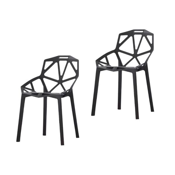 Imagem de Kit 2 Cadeira Design Chair One Penélope Assento Plástico Preto