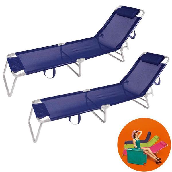 Imagem de Kit 2 Cadeira Espreguiçadeira Alumínio Para Piscina Praia 4 Posições - Mor