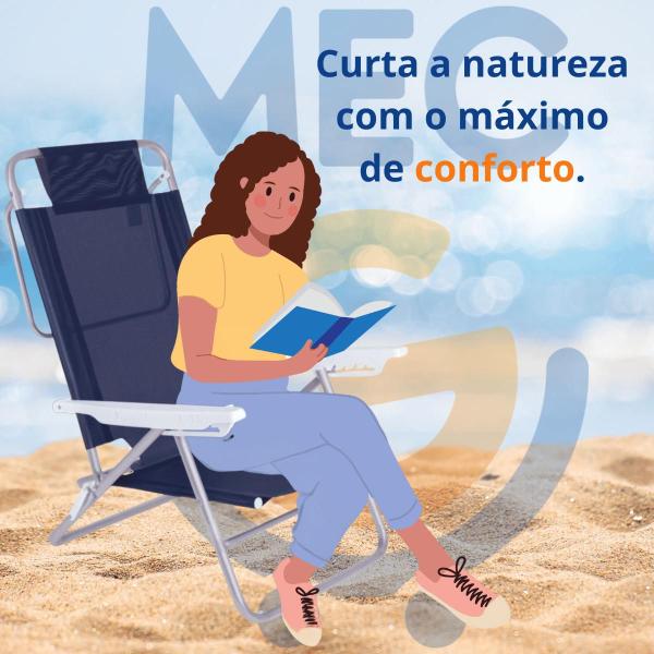 Imagem de kIT 2 Cadeiras 6 Posições Azul Escuro Summer