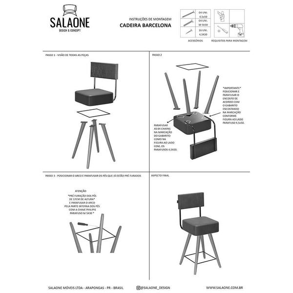 Imagem de Kit 2 Cadeiras Barcelona 73cm material sintético - Salaone