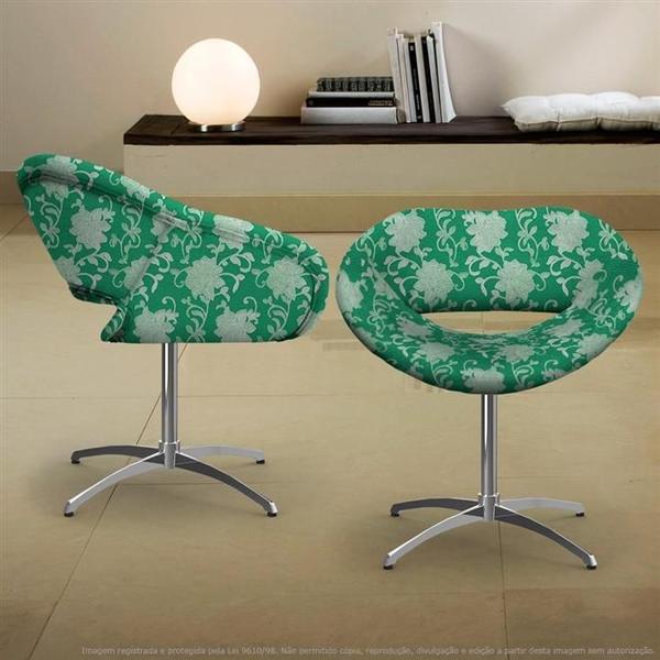 Imagem de Kit 2 Cadeiras Beijo Floral Verde Poltrona Decorativa com Base Giratória