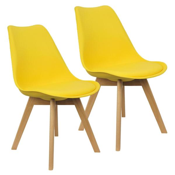 Imagem de Kit 2 Cadeiras Charles Eames Leda Luisa Saarinen Design Wood Estofada Base Madeira