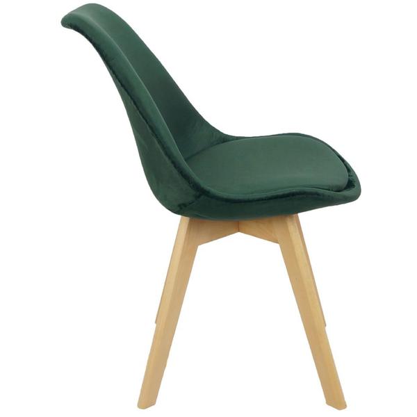 Imagem de Kit 2 Cadeiras Charles Eames Leda Luisa Saarinen Veludo Estofada Base Madeira - Verde