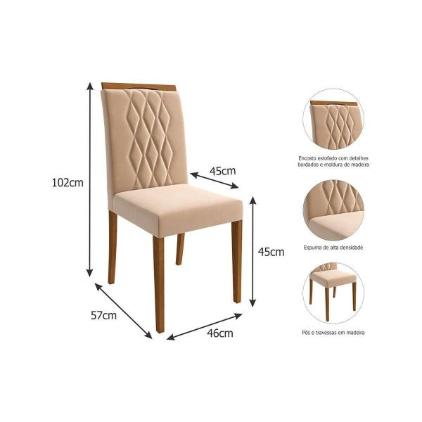 Imagem de Kit 2 Cadeiras de Cozinha Juliana Wood 2 Un Nature-Madeirado/ Linho Bege - Cimol