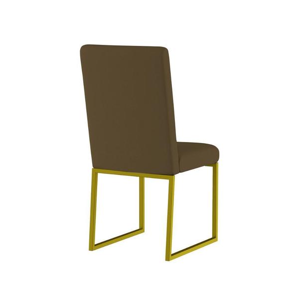 Kit 2 Cadeiras De Jantar Base Ferro Dourado Cor:Marrom - Balaqui Decor Imagem de Kit 2 Cadeiras De Jantar Base Ferro Dourado Cor:Marrom