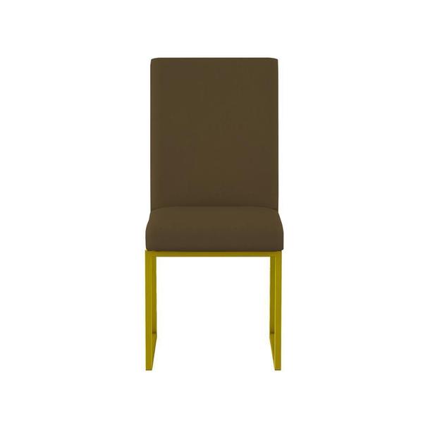 Kit 2 Cadeiras De Jantar Base Ferro Dourado Cor:Marrom - Balaqui Decor Imagem de Kit 2 Cadeiras De Jantar Base Ferro Dourado Cor:Marrom