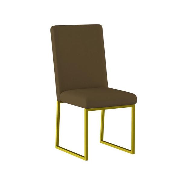 Kit 2 Cadeiras De Jantar Base Ferro Dourado Cor:Marrom - Balaqui Decor Imagem de Kit 2 Cadeiras De Jantar Base Ferro Dourado Cor:Marrom