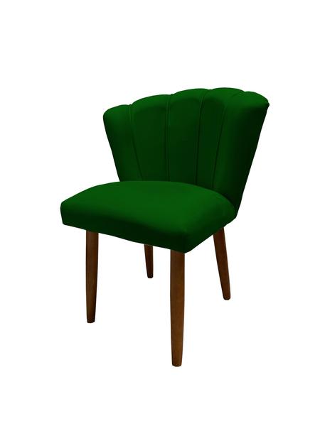 Imagem de Kit 2 Cadeiras de Jantar Estofada Pétala Tecido Suede Verde Pés Palito Kimi Design