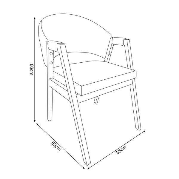 Imagem de Kit 2 Cadeiras De Jantar Madeira Maciça Mel Helen Linho Cinza Compose Facto Ocre
