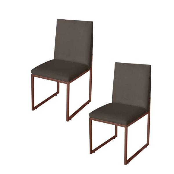 Kit 2 Cadeiras de Jantar Metálica Bronze com Suede Marrom Garden - Mafer - Móveis Mafer Imagem de Kit 2 Cadeiras de Jantar Metálica Bronze com Suede Marrom Garden - Mafer