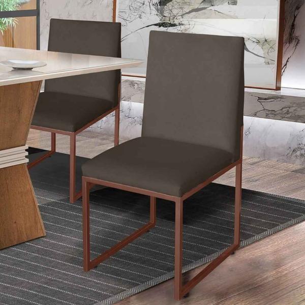 Kit 2 Cadeiras de Jantar Metálica Bronze com Suede Marrom Garden - Mafer - Móveis Mafer Imagem de Kit 2 Cadeiras de Jantar Metálica Bronze com Suede Marrom Garden - Mafer