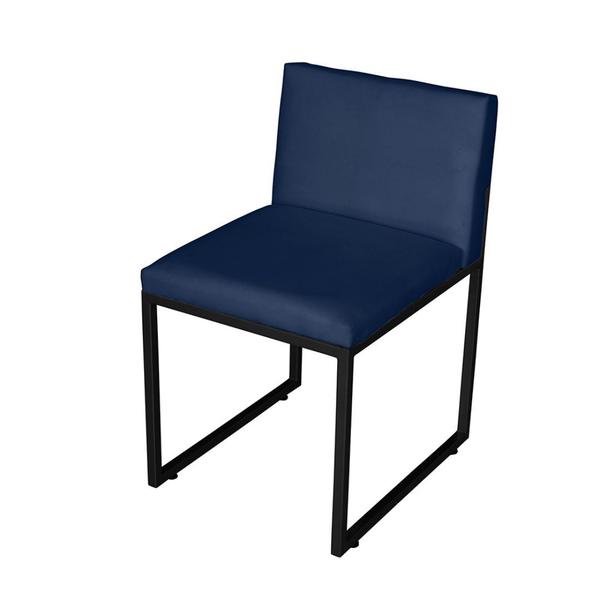 Imagem de Kit 2 Cadeiras de Jantar Metálica Preto com Suede Azul Marinho Vittar - Mafer